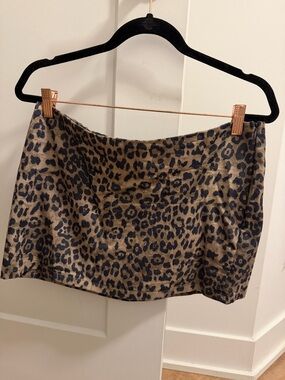 Leopard Print Mini Skirt - Brown/Black
